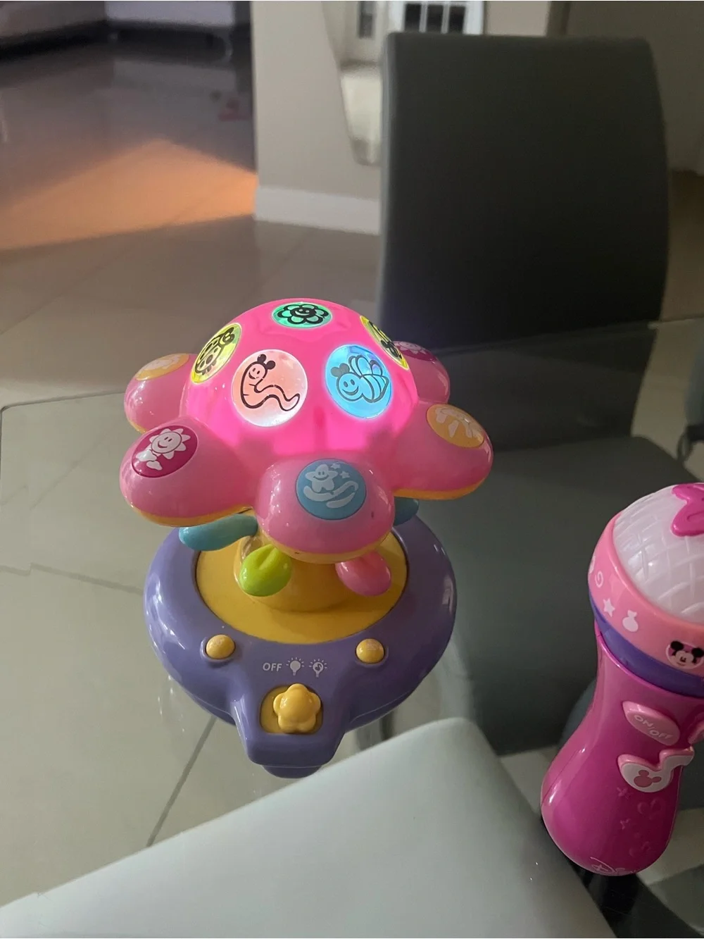 Disney Baby/Toddler Minnie Mouse Microphone + Musical spinning Toy bundle
